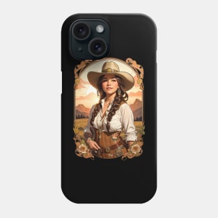 Farm Cowgirl at sunset in boho tribal retro vintage design Phone Case