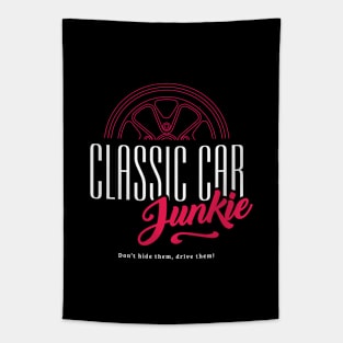 Classic Car Junkie - Vintage car fan Petrol Head Tapestry