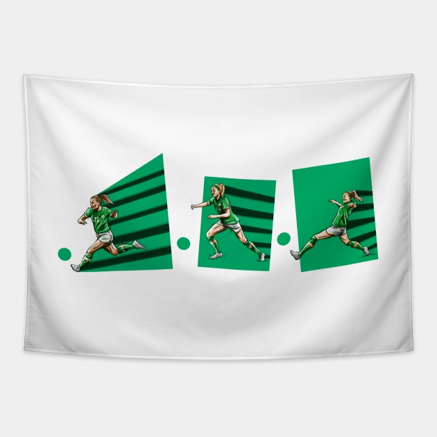 Katie McCabe - Denise O' Sullivan - Louise Quinn - Ireland Womens National Team Football Artwork Tapestry by barrymasterson