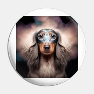 Fractal Design of A Long Haired Dachshund Pin