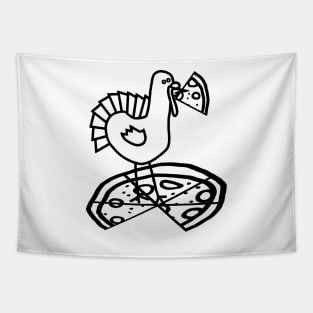 Funny Thanksgiving Turkey with Pizza Outline Tapestry