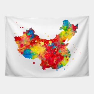 China Watercolor Map Painting Tapestry