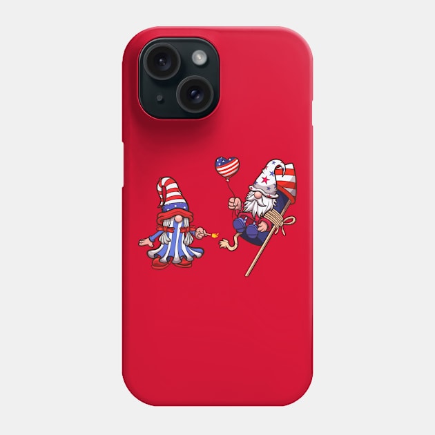 Male And Female 4th Of July Gnome Phone Case by TheMaskedTooner