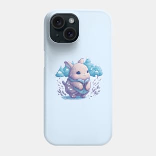 watercolor rabbit in snow sticker Phone Case