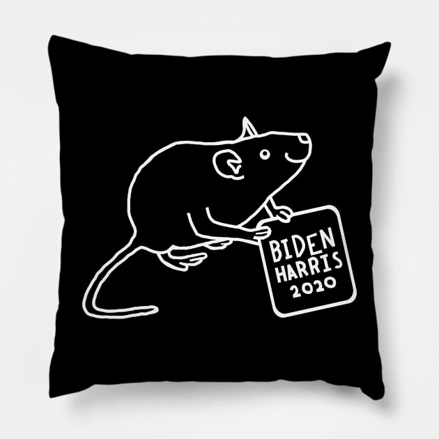 Whiteline Rat with Biden Harris Sign Pillow by ellenhenryart