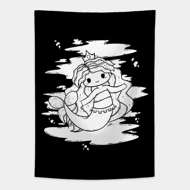 Cute Mermaid Illustration Tapestry by zarya_kiqo