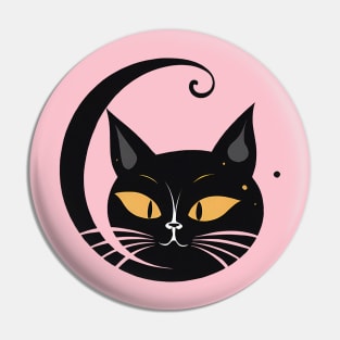 Black cat with orange eyes Pin