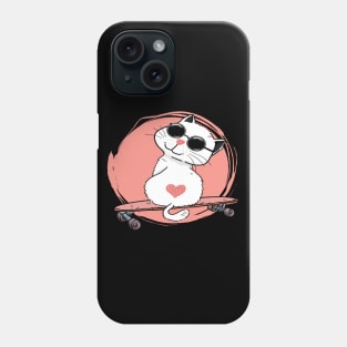 skateboarding cat on skateboard skating skater kitten gift Phone Case