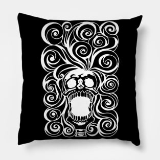 Screeching Skull With Bad Hair Day Pillow