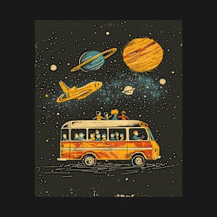 Galactic School Run: Vintage Space Bus Adventure Tee T-Shirt