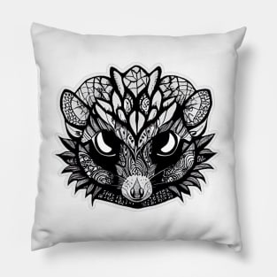 Possum Ink Retro Doodle Drawing Pillow