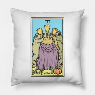 Three of Cups Toad Tarot Pillow