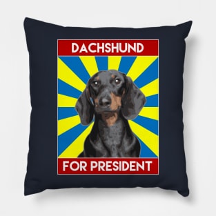 Dachshund For President (Black) Pillow