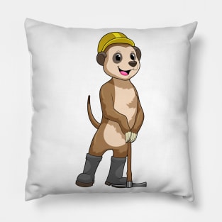 Meerkat as Miner with Pickaxe Pillow