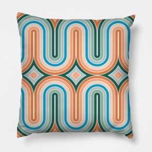 Orange and Teal Groovy Rainbow Pillow