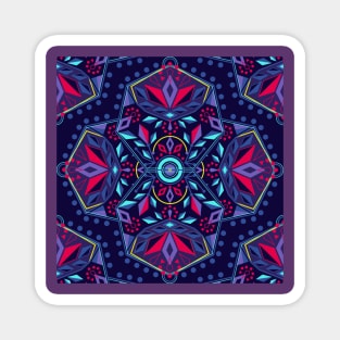 Navy Geometric Flower Mandala Magnet