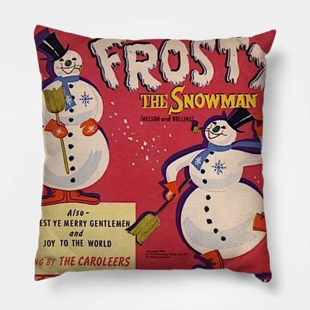 FROSTY SNOWMAN RETRO DESIGN! Pillow by SquishyTees Galore!