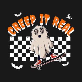 Creep It Real Ghost Halloween Vintage Retro T-Shirt