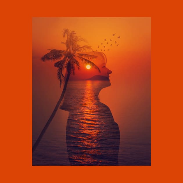 sea sunset double exposure by 1STunningArt