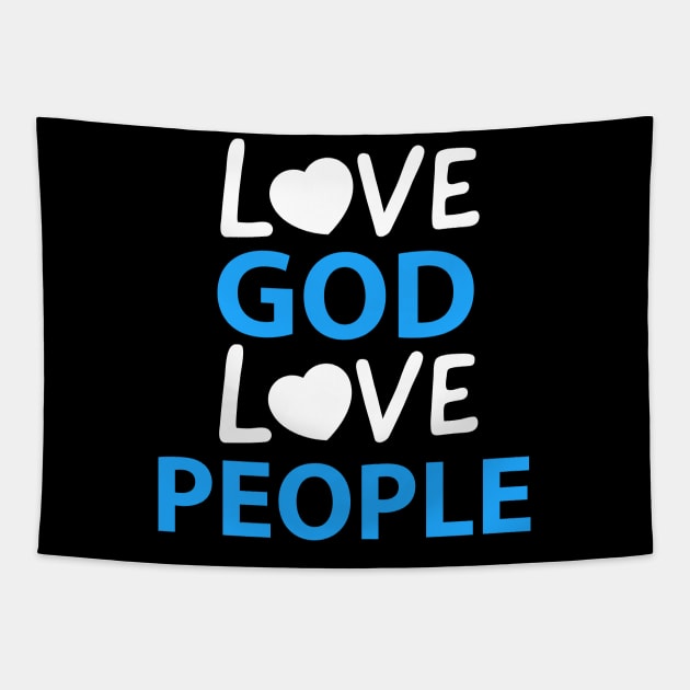 Love God Love People Christian Faith Tapestry by Happy - Design