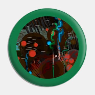 Stressed Out - Glitch Groovy Digital Abstract Art Pin