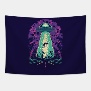 Colorful UFO Abduction // Beam Up Alien Tapestry