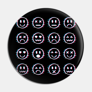 Glitch Face Mixed Emotions Pin