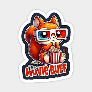 Mini Movie Buff Graphic Tee for Kids | Cartoon Squirrel Dark Magnet