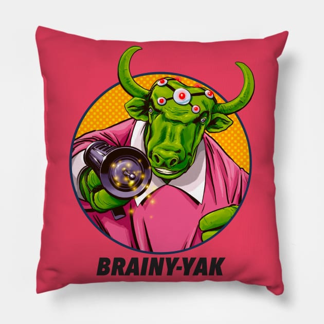 Brainy-Yak! Pillow by ThirteenthFloor