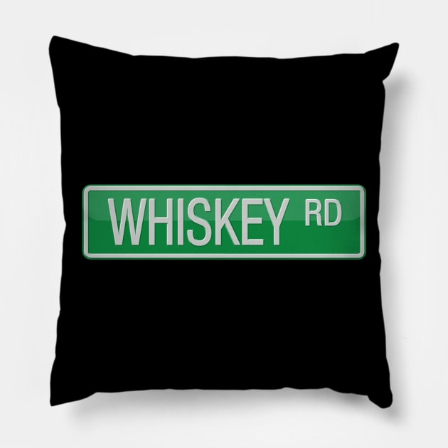 Whiskey Road Street Sign T-shirt Pillow by reapolo