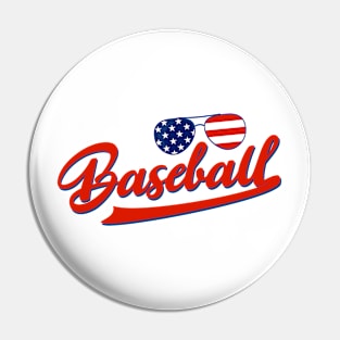 Baseball American Flag Sunglasses Pin