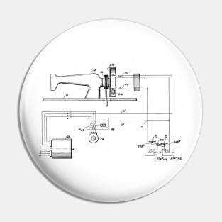 Driving Arrangements for Sewing Machine Vintage Patent Hand Drawing Pin