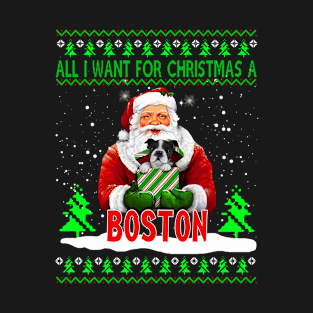 All I Want For Christmas A Boston Ugly Sweater Gift Christmas T-Shirt