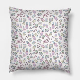 Cute and Colorful Vintage Beauty and Makeup Pattern Pillow