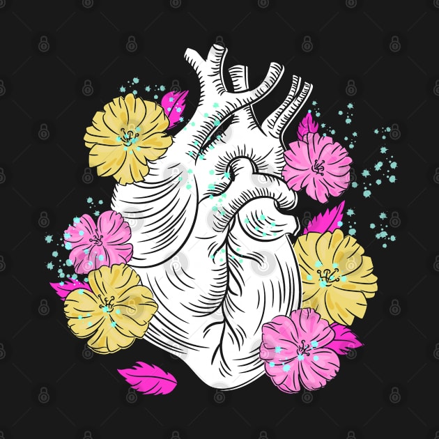 Floral Anatomical Heart by TeddyTees