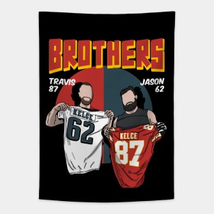 Kelce Brothers Comic Style Tapestry