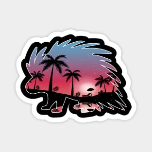 Porcupine Beautiful Sunset Beach Palm Tree Magnet