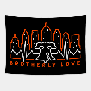 Philly Fan Orange White Philadelphia Brotherly Love Liberty Bell Philly Fan Art Tapestry