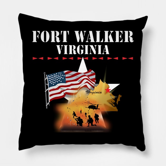 Fort Walker, Virginia w Map and Explosion - Helo - Troops X 300 Pillow by twix123844