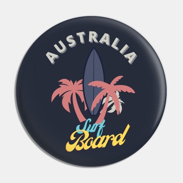 Australia surf board Pin by TeeText