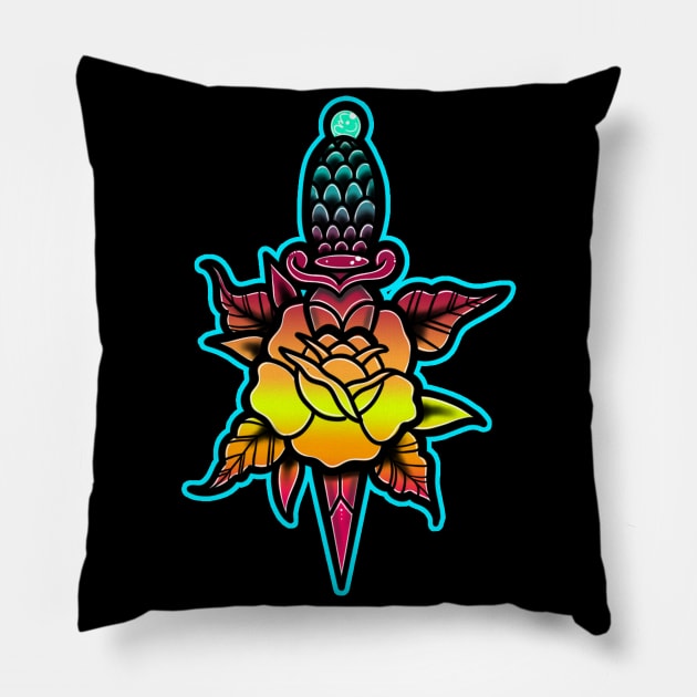 Rose and Dagger Pillow by Squatchyink