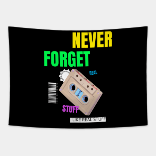 Never Forget Cassette Retro Vintage 60s 70s 80s 90s Tapestry