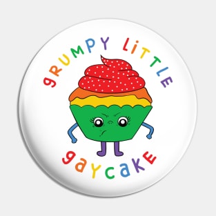 Grumpy Little Gaycake - LGBT Design - Green Version Pin