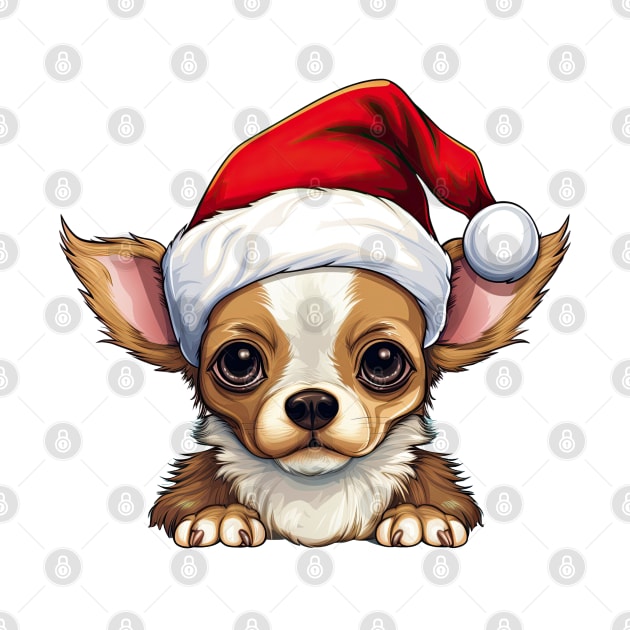 Christmas Peeking Chihuahua Dog by Chromatic Fusion Studio