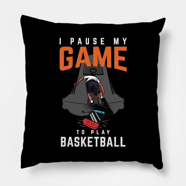 Cool Basketball Image Art B-Ball Hoops Sport Slogan T-Shirt Pillow by AlleyField