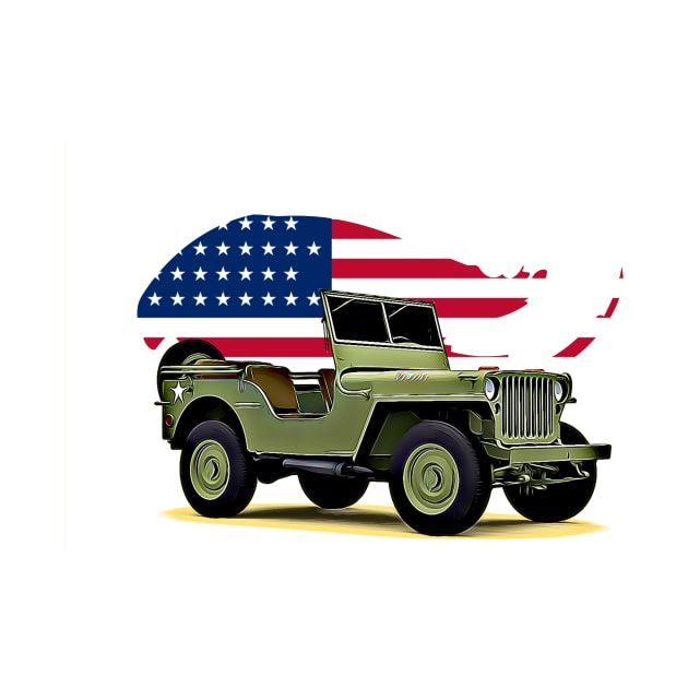 Willys Jeep USA Print by Auto-Prints