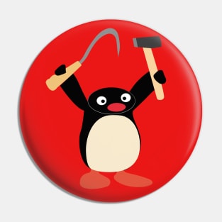 Communist Pingu with Hammer and Sickle meme Pin