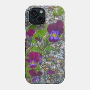 Digitally Enhanced Violets and Gravel Phone Case