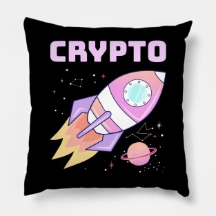 crypto pink rocket Pillow