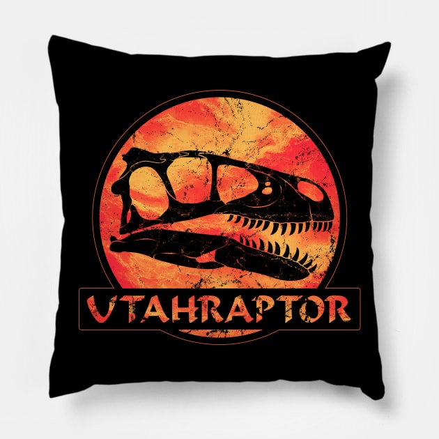 Utahraptor Fossil Skull Pillow by NicGrayTees